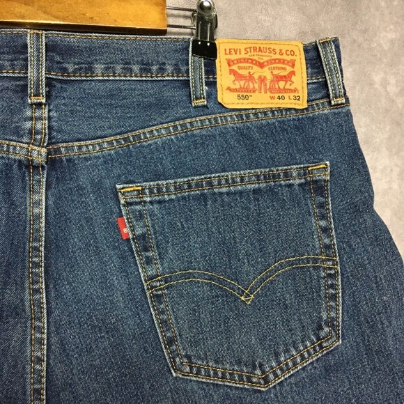 Levis Mens 550 Relaxed Fit Blue Jeans size 40x32 Cotton Denim Pants Copper Rivet - Picture 6 of 16